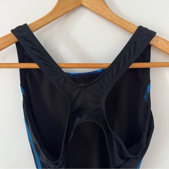 TYR Blue Black One Piece Performance Competition Racerback Swimsuit - Picture 3 of 9